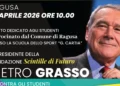 Il magistrato Pietro Grasso durante un incontro sulla legalità con gli studenti a Ragusa