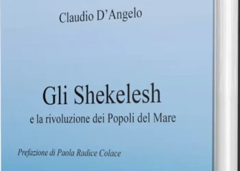 Copertina del libro Gli Shekelesh e la rivoluzione dei Popoli del Mare durante la presentazione a Montelepre