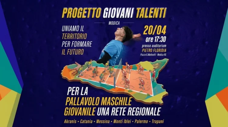 Atleta impegnato in un'azione di gioco durante un allenamento di pallavolo giovanile a Modica.