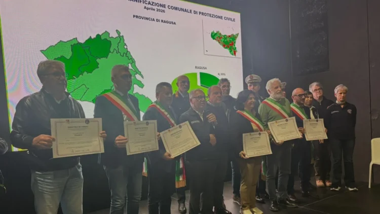 Premiazione del Comune di Scicli e dei volontari di Protezione Civile a Misterbianco