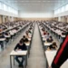 Una sala d'esame pronta per lo svolgimento delle prove scritte del concorso allievi carabinieri.