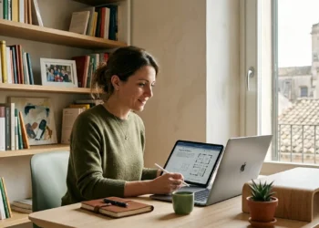 Donna al computer che presenta la richiesta di riesame per il Bonus mamme 2026.