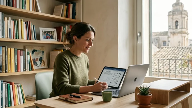 Donna al computer che presenta la richiesta di riesame per il Bonus mamme 2026.