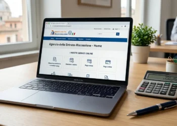 Computer aperto sulla pagina per l'adesione alla Rottamazione-quinquies