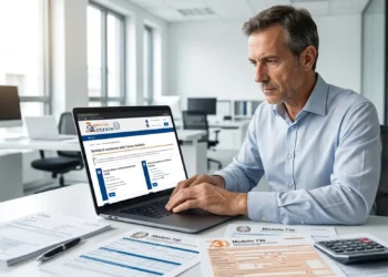 Persona che compila la domanda online per la rottamazione quinquies sul portale AdER.