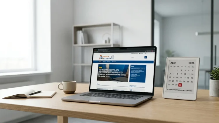 Schermata del portale Agenzia delle Entrate Riscossione per la domanda di rottamazione quinquies 2026