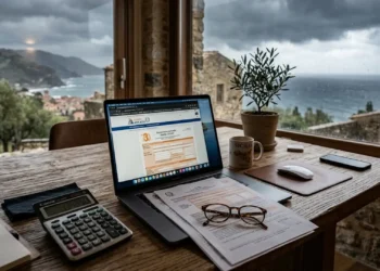 Documenti fiscali e calcolatrice su una scrivania per la rottamazione quinquies 2026