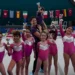 Ginnaste della Motyka Modica festeggiano sul podio al PalaMillenium di Rosolini
