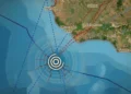 Veduta della costa di Mazara del Vallo interessata dal terremoto a Trapani.