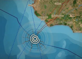 Veduta della costa di Mazara del Vallo interessata dal terremoto a Trapani.