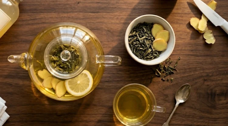 Infusione di erbe naturali e zenzero per il benessere e il dimagrimento