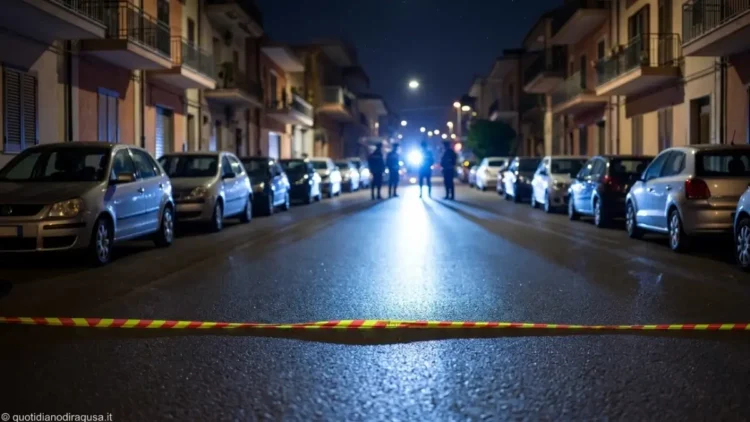 Carabinieri al lavoro di notte sul luogo della rissa in cui un uomo è stato ucciso a Marina di Acate