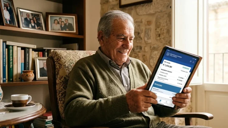 Persona anziana che consulta la video guida dell'Assegno sociale su un tablet