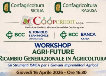 Giovani agricoltori siciliani durante un sopralluogo tecnico in azienda