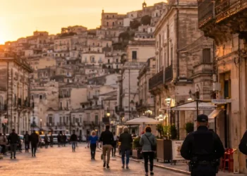 Veduta del centro storico di Modica nelle ore serali