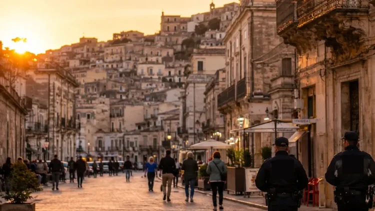 Veduta del centro storico di Modica nelle ore serali