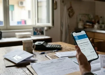 Genitore controlla sullo smartphone il pagamento dell’Assegno Unico di giugno 2026
