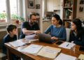 Famiglia consulta dati assegno unico INPS 2026 su computer