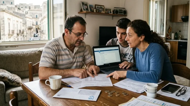 famiglia controlla pagamento assegno unico maggio 2026 su smartphone