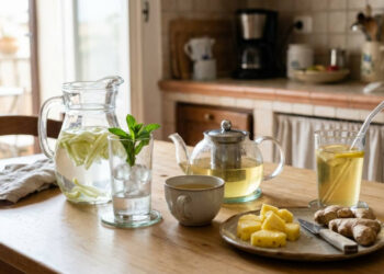 Bevande drenanti naturali con tè verde, finocchio e ananas contro la ritenzione idrica