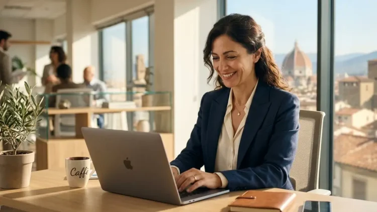 Una donna professionista nel suo ufficio a Ragusa che pianifica il lavoro, rappresentando il bonus assunzioni donne 2026