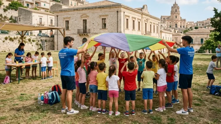 Bambini durante attività in un centro estivo finanziato con bonus e contributi pubblici