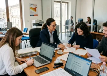Ufficio aziendale con giovani lavoratori durante assunzioni incentivate ZES 2026