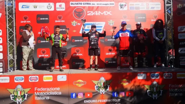 Demian Falla su GasGas 85 durante una prova speciale del Campionato Italiano MiniEnduro a Oliveto Citra