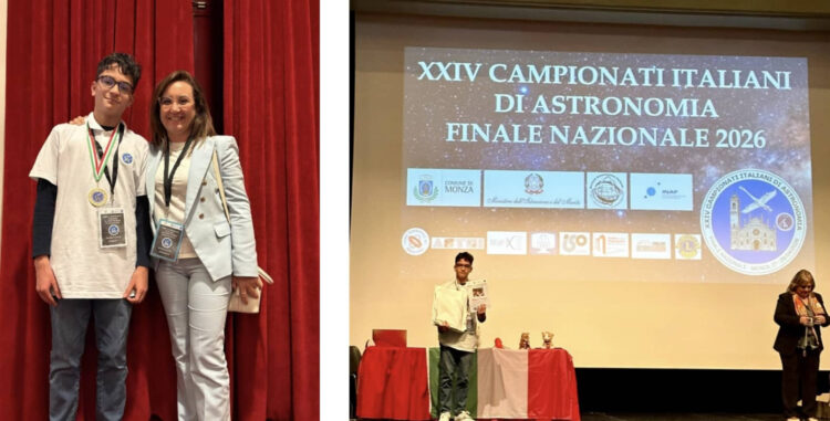 Comiso astronomia medaglia studente in aula scuola