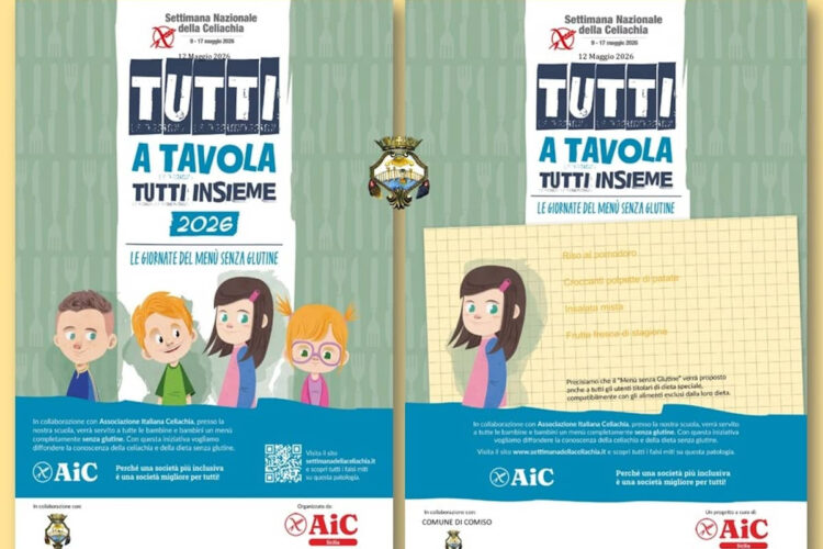 Comiso celiachia scuole menu unico mensa scolastica
