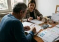 Documenti fiscali su scrivania in ufficio pubblico italiano