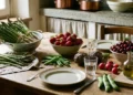 dieta di maggio frutta verdura stagione piatto con alimenti freschi primaverili