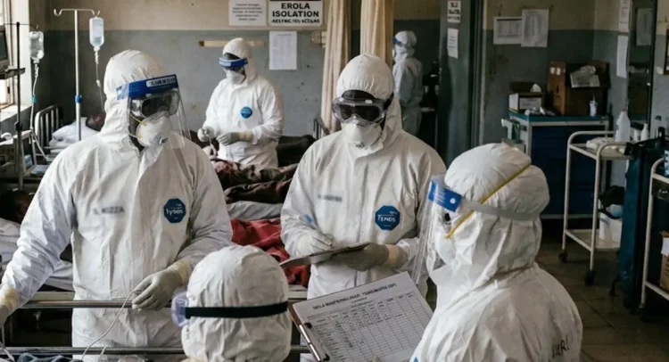 Ebola Bundibugyo operatori sanitari durante controlli epidemiologici in Congo
