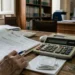 Documenti fiscali e calcolatrice su tavolo, tema rottamazione e CPB