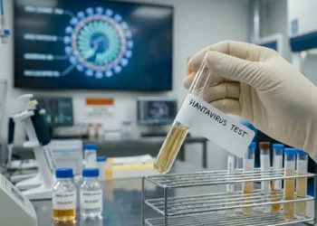 Ricercatore in laboratorio analizza campioni di hantavirus per diagnosi precoce