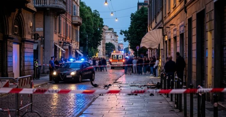Luci di emergenza in via Emilia a Modena dopo l'investimento del 16 maggio 2026