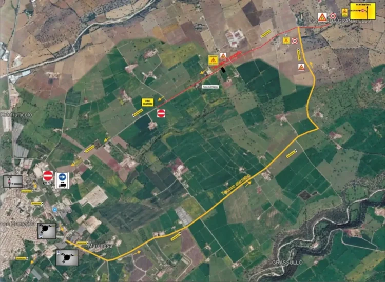 Cantiere per i lavori di ammodernamento sulla strada provinciale 60 Ragusa Santa Croce Camerina