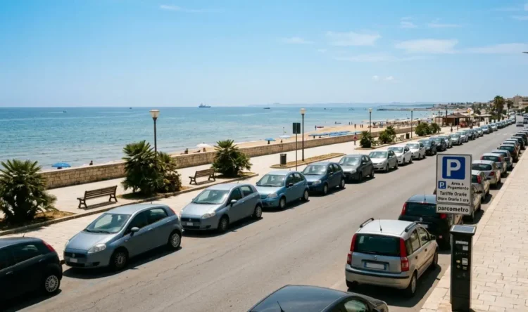Auto parcheggiate sul Lungomare Andrea Doria a Marina di Ragusa