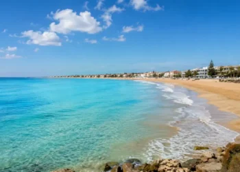 Panoramica della costa ragusana con mare turchese, spiaggia sabbiosa e cielo sereno durante il weekend di fine maggio 2026.