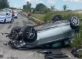 Auto ribaltata dopo incidente a Crocevie Ciancia, Modica