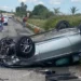 Auto ribaltata dopo incidente a Crocevie Ciancia, Modica