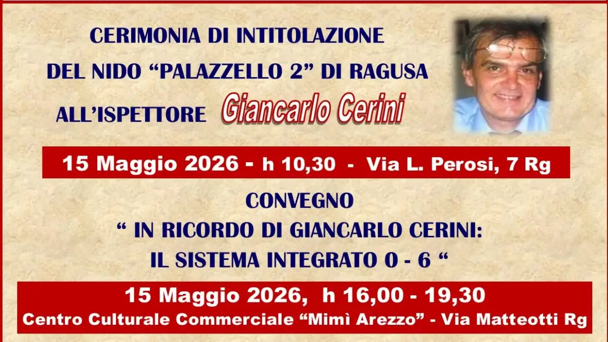 Ragusa intitola il nido Palazzello 2 a Giancarlo Cerini il 15 maggio