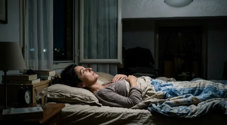 persona sveglia di notte con overthinking notturno che ostacola il sonno