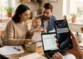 Schermata smartphone con notifica di pagamento Inps per Assegno unico maggio 2026 su sfondo familiare