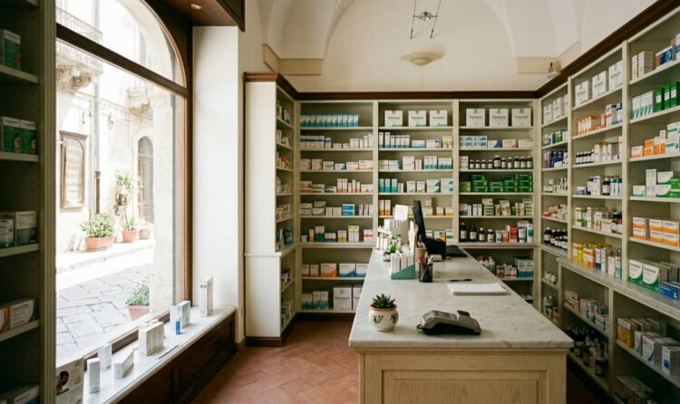 Interno di una farmacia a Palermo, luogo di accoglienza per vittime di violenza di genere nel Progetto Mimosa