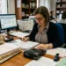 Ufficio fiscale con documenti e calcolatrice su controlli partite IVA aiuti di Stato