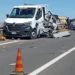 Soccorsi e Polizia Stradale sulla SS514 Ragusa–Catania dopo incidente in un cantiere