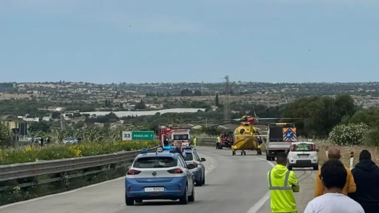 Elisoccorso su autostrada Siracusa-Gela dopo incidente vicino Rosolini