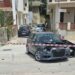 La scena dell'incidente sul lungomare Gagarin a Ribera con un'Audi danneggiata e l'area delimitata dai Carabinieri.