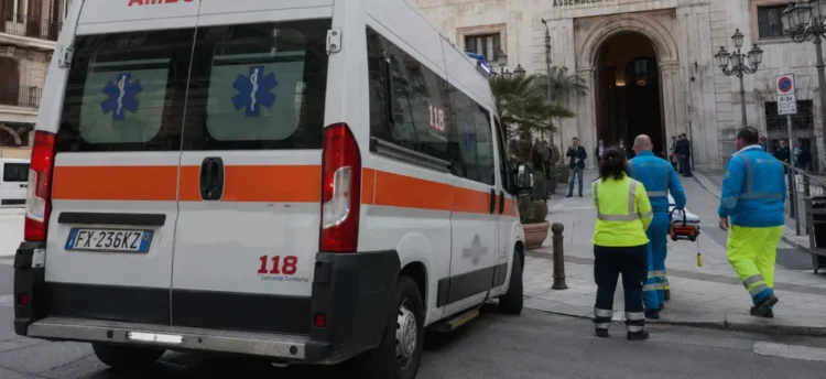 Ambulanza del 118 in Sicilia durante servizio di emergenza